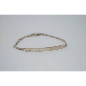 Engravable Bracelet Figaro Chain Blank Nameplate Customizable Sterling Silver
